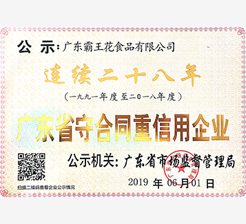 連續(xù)28年廣東省守合同重信用企業(yè)